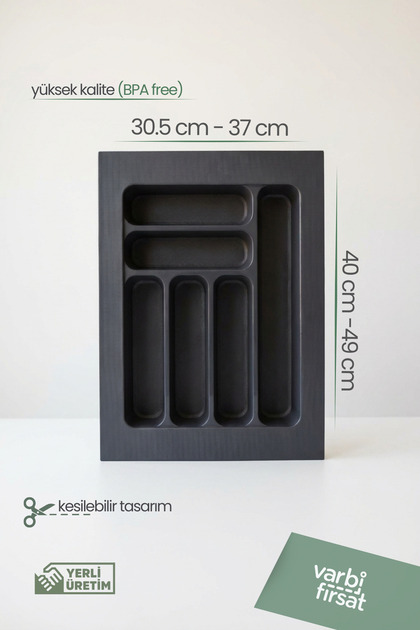 37X49 cm Cuttable Drawer Spoon Holder | Anthracite