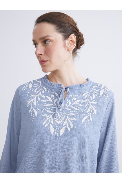 Özmarka New Season Tie Neck Floral Blouse