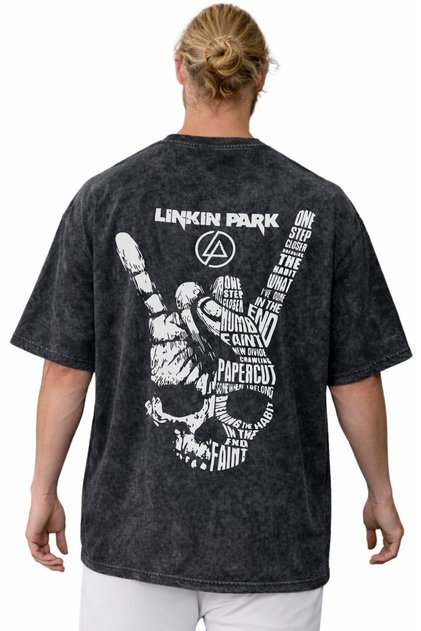 Linkin Park Rock Metal Music Band Back Printed Unisex Oversized Vintage Washed T-Shirt