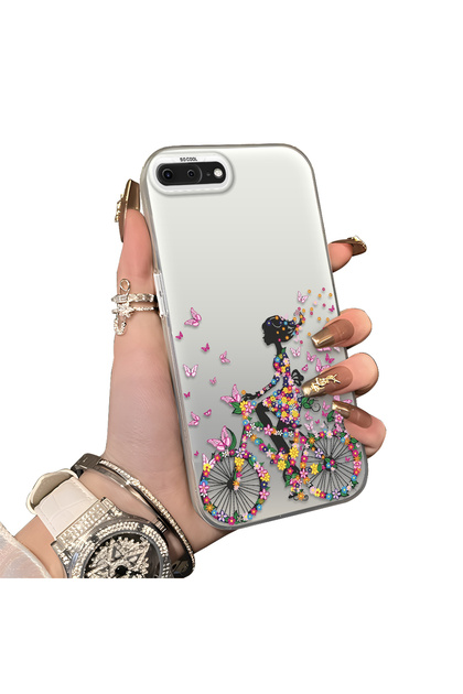 iPhone 7 Plus/8 Plus Compatible Hard Acrylic Back Silicone Edge Lens Protection Case Stylish Print Patterns