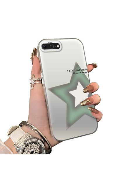 iPhone 7 Plus/8 Plus Compatible Hard Acrylic Back Silicone Edge Lens Protection Case Colorful Silver