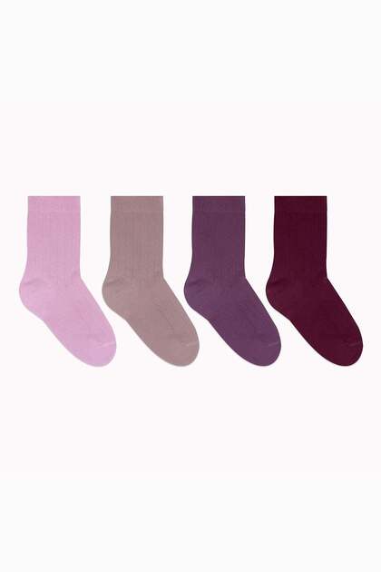 4 Pairs of Organic Cotton Baby Socks Combed Cotton Socks for Girls and Boys (Pink)