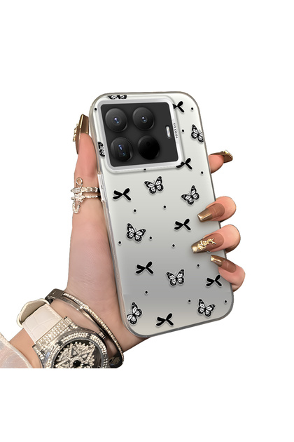 Mi 15t Pro Compatible Hard Acrylic Back Silicone Edge Lens Protection Case Butterfly Pattern