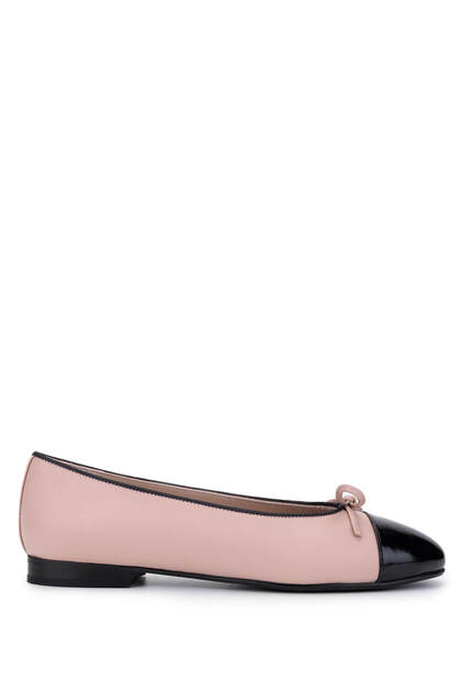 Women's Genuine Leather Black Patent Leather/Powder Ballet Flats Shoes