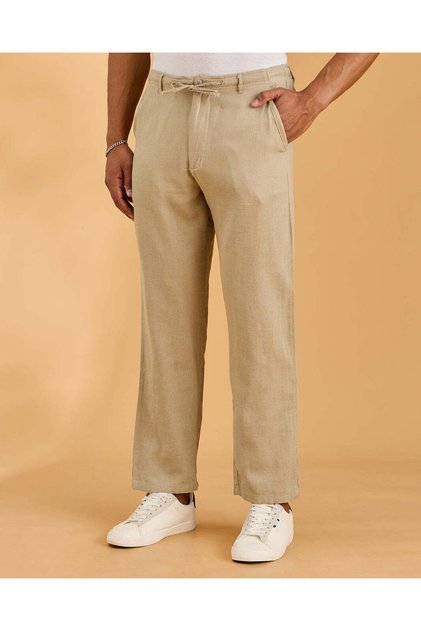 Men Beige Relax Fit Trousers