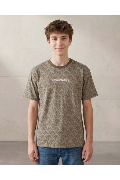 Senior Boys Olive Jacquard Oversized T Shirt