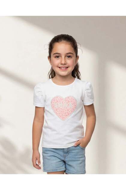 Girls White Embellished T-Shirt