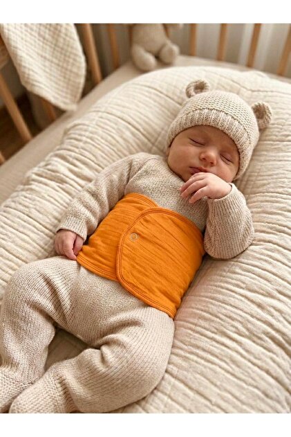 Newborn Baby Organic Oeko-Tex Certified 4-Layer Muslin Belly Protector Waist Support Band