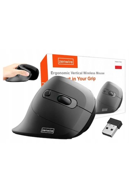 Mouse ergonomic vertical, Wireless 2.4GHz, 1600 DPI, 6 butoane, Windows și MacOS, pentru ameliorarea tensiunii musculare