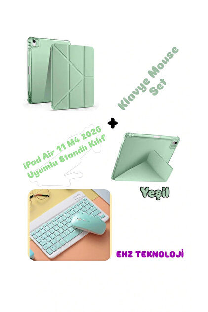 EHZ TEKNOLOJİ iPad Air 11 M4 (2026) Uyumlu Siyah Standlı Kılıf +
