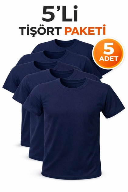 5-Piece Men's Basic T-Shirt Set – Cotton Regular Fit Casual Comfortable T-Shirts