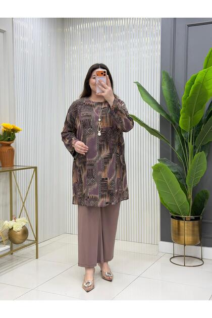 Plus Size Patterned Two-Piece Set