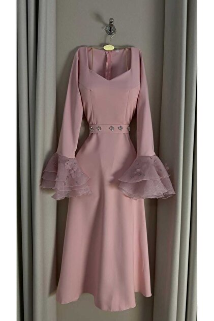 knee length dresses for ladies Barbie Pink two toned stars all-over print long sleeve midi dress –  Christiana Nisi