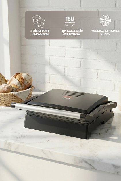 SSM-2594 1000W Izgara ve Tost Makinesi 180° Açılabilir Yapışmaz Plaka