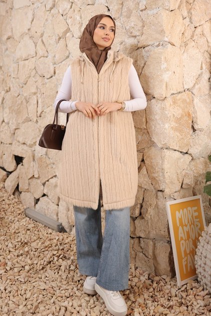 Dark Mink Hooded Fur Vest