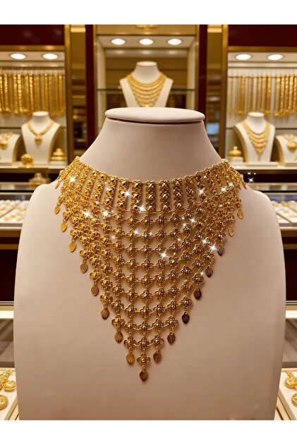 Middle Eastern-style luxury tassel necklace, suitable for banquets, weddings, Ramadan jewelry.