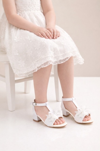 Girl's Special Occasion Shoes/ Glittery Bow Detail Sandals