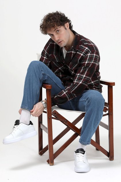Men's Long Sleeve Double Pocketed Lumberjack Shirt Claret Red - 508