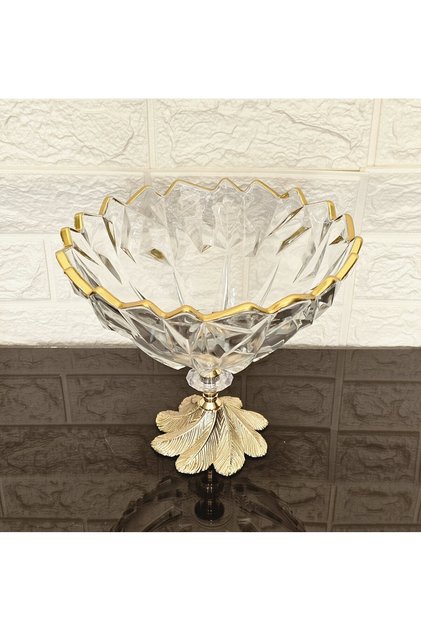 Atlantic Gold Fruit Bowl with Stand & Serving Tray & Salad Bowl 2000 Cc 23 cm
