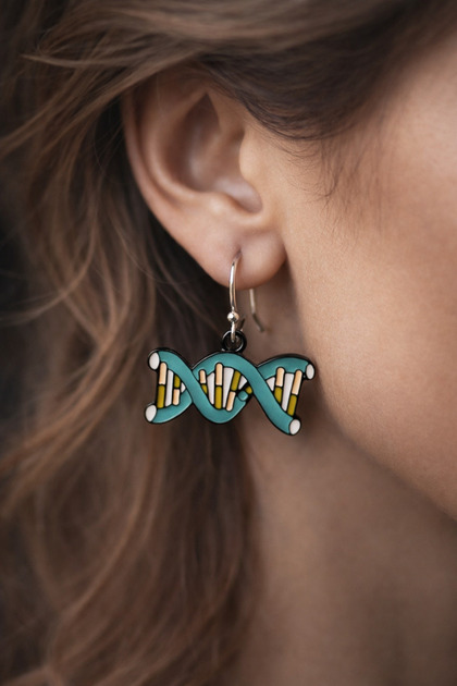 Dna Spiral Design Dangle Earrings – Molecule Patterned Metal Women's Earrings