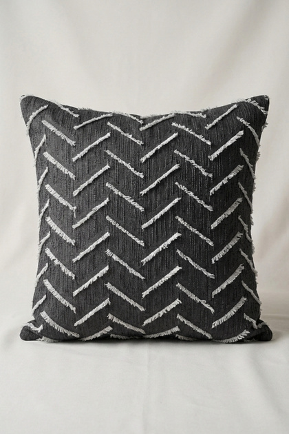 Harmony Series Tasseled Cushion Cover Anthracite-Light Gray