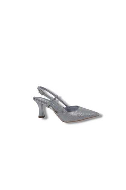 Ceylan 92 Women's Silver Shimmering Closed Toe Open Back Stiletto Heel U Evening Dress Shoes