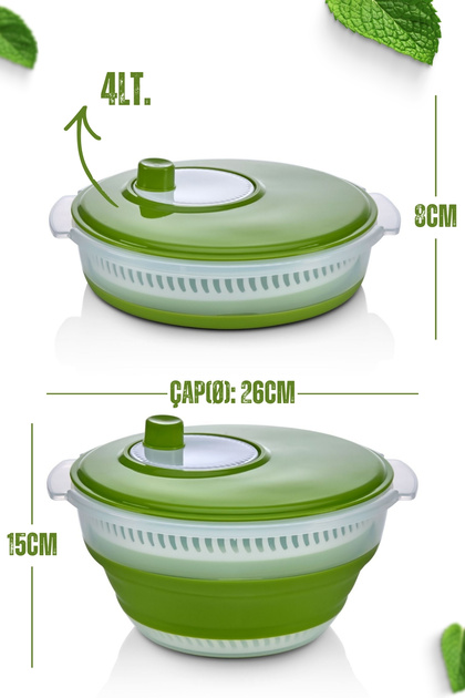 Nandy Home Katlanabilir Salata Kurutma Kabı 4 Lt Sebze Yıkama ve