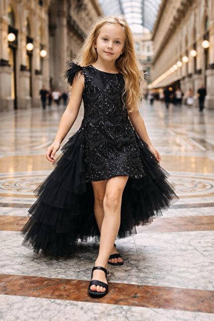 evening gown black detachable tulle skirt