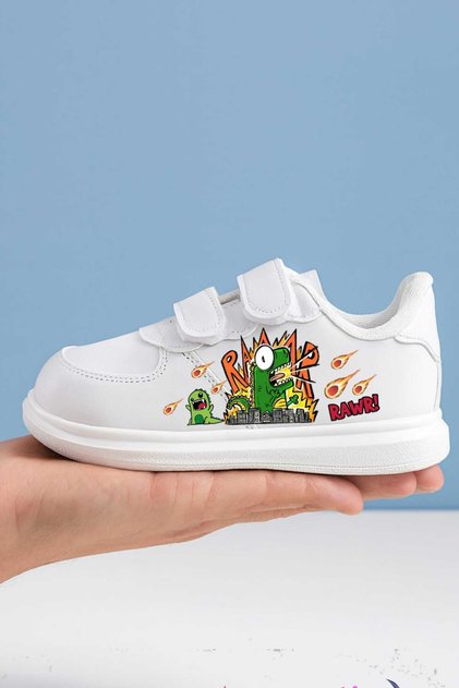 Rawr Dinosaur Roar Printed Boy with Sneakers Bands