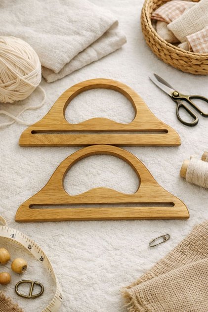 Wooden Bag Handle 25X12 cm – Knitting, Macramé and Handmade Bag Handle