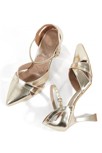 Modabuymus Gold Gold Dore Low-Cut Stiletto High Heeled Evening Dress Shoes  Clara- Trendyol
