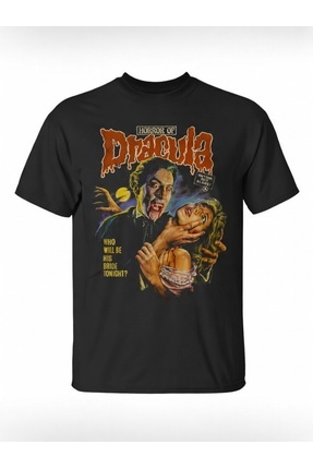ZOKAWEAR Unisex Bol Kalıp Siyah Tişört Dracula Classic Movie
