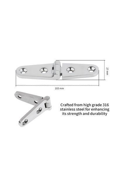 103x27mm 1Pcs Marine 316 Stainless Steel 103x27mm Heavy Duty Cast Boat Door Strap Hinge 6 Holes Mirr