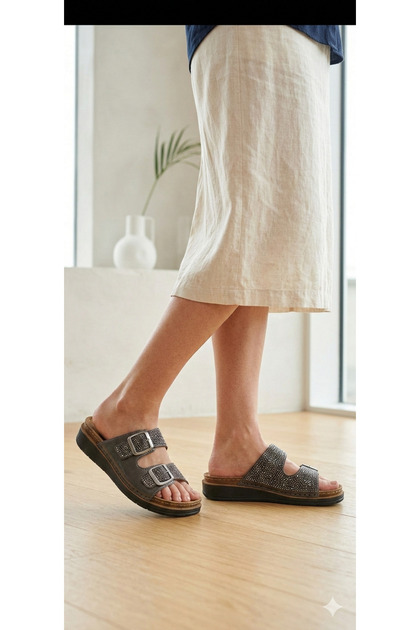 M3-25 Anatomical Stone Double Tape Velcro Women's Slippers