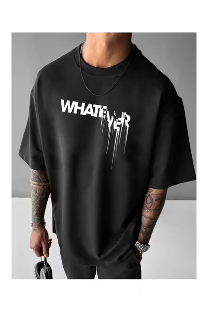 Unisex Whatever Printed Oversized T-Shirt Loose Fit