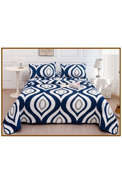Set Cuvertură Pat Matlasată Reversibilă, 2 Fețe, 3 Piese, 220x240 cm, 2 Fețe Pernă 52x72 cm