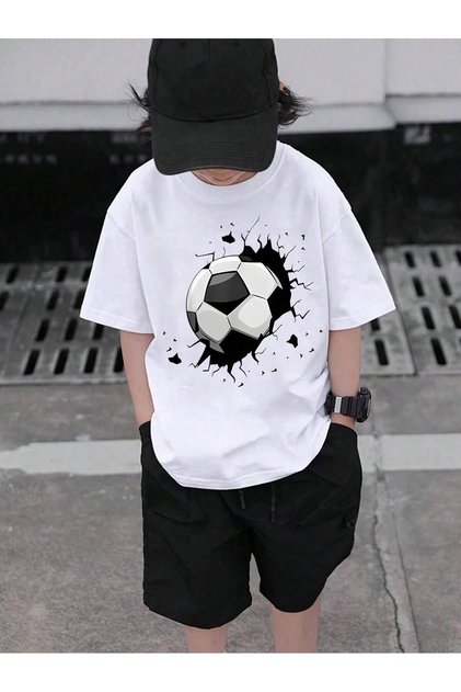 Boy's Top Printed Oversized Comfortable Daily Use Combed Cotton T-Shirt