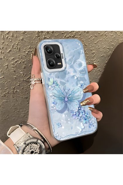 Redmi Note 12 Pro 5g Compatible Butterfly Patterned Silicone Edge Hard Back Anti-Fall Phone Case