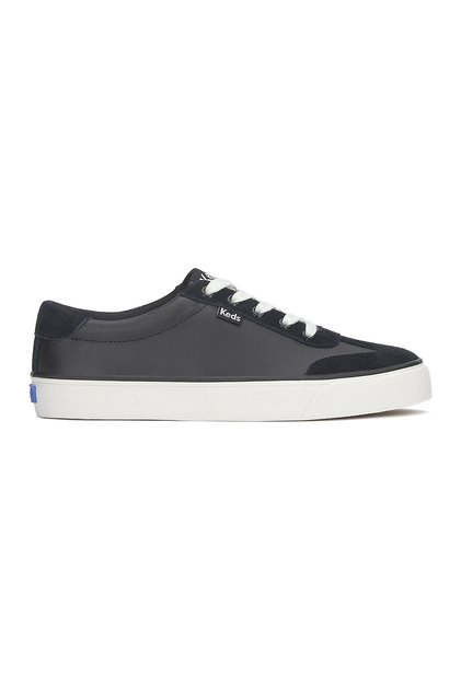 Women's Jump Kick T-Toe Lace Up Leather/Suede Casual Sneaker Black