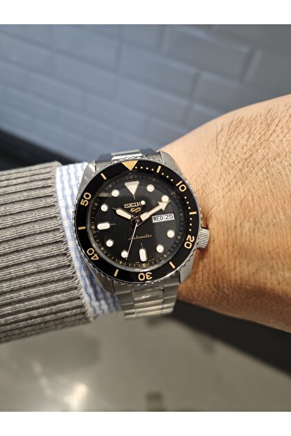トライアルセット・サンプル SEIKO Seiko OTOMATİK SİYAH Kadran Çelik Bilezik 10 ATM Su Geçirmez Erkek
