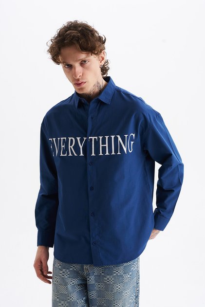 Poplin Fabric, Comfortable Fit Drop Shoulder, Men's Everything Printed Shirt, Men's Shirt
