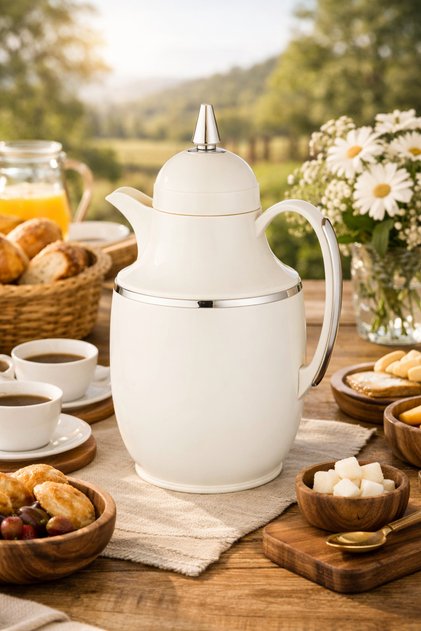 ✨ ترمس ضيافة فاخر هوست HOST سعة 1 لتر – حافظ للحرارة والبرودة بتصميم أنيق باللون العاجي ☕❄️🔥