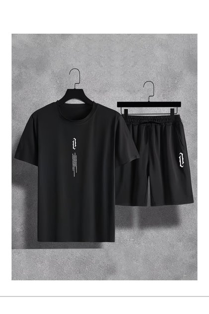 Men's T-Shirt Shorts - T-Shirt with Shorts Bottom Top Set a Printed Crew Neck