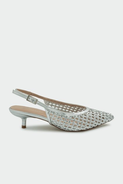Brayn Knitted Detail Women's Silver Heeled Shoes