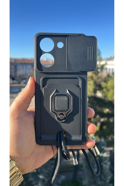 Phone Case Compatible with Vivo Y36, with Neck Strap and Ring Stand