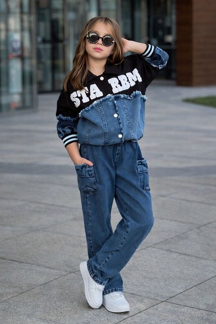 Girl's Denim Jacket and Pants Set – Sporty Stylish Combination