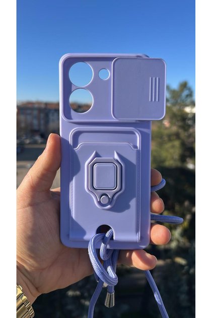 Phone Case Compatible with Vivo Y36, with Neck Strap and Ring Stand