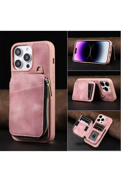 iPhone 11 Pink Color D Leather Self-Pay Wallet with Wallet Card Holders and Magsafe Feature Wallet Ilif