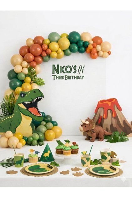 Dinozor Temalı Doğum Günü Balon Seti 65 'li | Safari Balon Zinciri | Dinazor Doğum Günü
