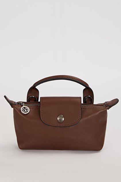 Coffee Top Closure Detail Clutch Bag